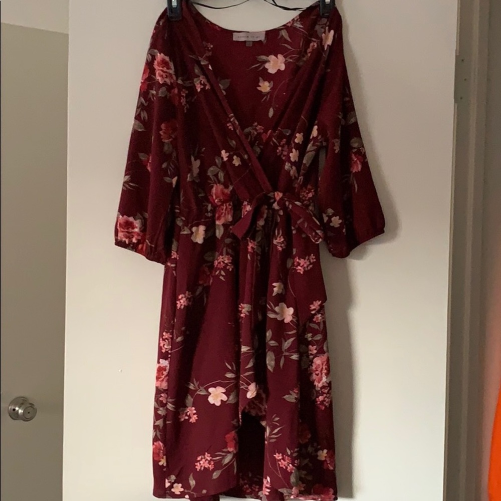 Floral and burgundy dress